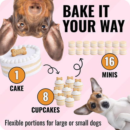 The Bear & the Rat Dog Birthday Cake Mix for Dogs, Peanut Butter Flavor, Makes Dog Birthday Cake & Cupcakes, Gluten-Free Dog Treat Baking Mix, Made in USA, 7.5 Oz