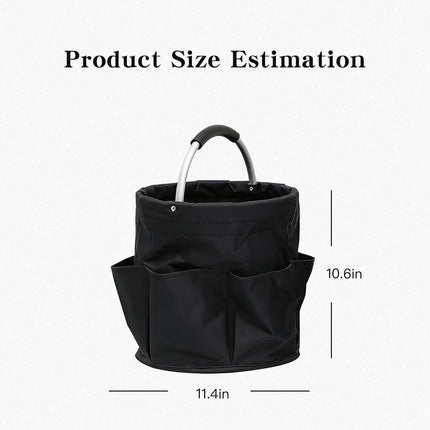 Tool Bucket Organizer 2-Pack, 17L Foldable Cleaner Caddy with 6 Pockets，Handle for Garden、Family and Bathroom, Can Also Be Used as a Beach Basket or Shopping Basket，Black+Navy Blue