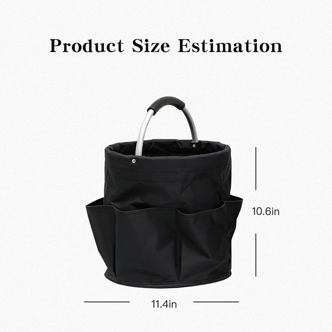 Tool Bucket Organizer 2-Pack, 17L Foldable Cleaner Caddy with 6 Pockets，Handle for Garden、Family and Bathroom, Can Also Be Used as a Beach Basket or Shopping Basket，Black+Navy Blue