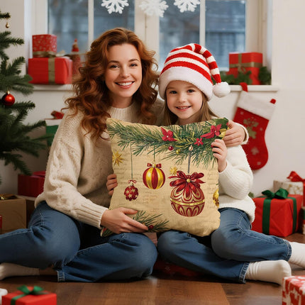 Christmas Pillow Covers 18X18 Inch Set of 4, Christmas Decorations Cushion Covers, Xmas Pillow Covers, Pillowcases Throw Pillow Covers for Sofa Couch Home Decor