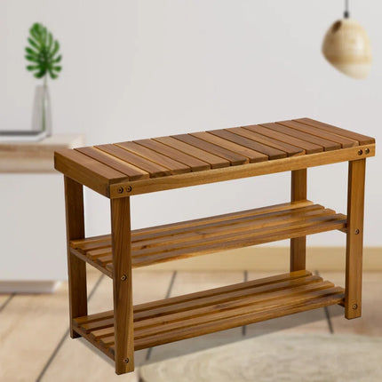 3-Tier Solid Wood Shoe Rack