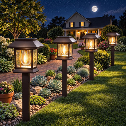 Solar Outdoor Lights, 12 Pack Solar Pathway Lights Waterproof, Landscape Lighting for Path Walkway Lawn Garden Yard outside Décor, Brown