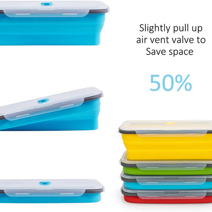 Extra Large Collapsible Food Storage Containers with Lid & Air Vent, 81 Oz, 4 Pack, XXL Collapsible Marinade Container BBQ Prep Foldable Silicone Containers, Microwave Freezer Dishwasher Safe