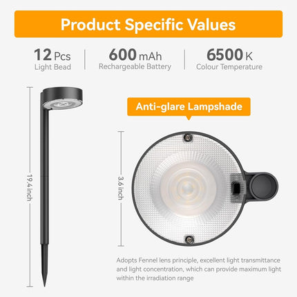 4 Pack Solar Pathway Lights Outdoor, 12 Brighter LED Solar Lights Outdoor Waterproof, up to 12 Hrs Modern Path Light for Yard Garden Walkway Driveway Lawn, Cool White