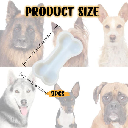 Large Silicone Dog Bone Mold 2 Pack - Large Bone Shaped Ice Cube Trays, Dishwasher Safe Non-Stick Freezer & Oven Mold for Frozen Treats, Baking, Dog Chews (White)