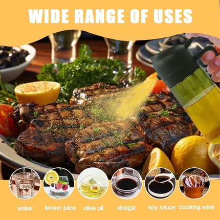 Oil Sprayer for Cooking, 2 in 1 Olive Oil Dispenser Bottle for Kitchen, 16Oz/470Ml Premium Glass Bottle for Air Fryer, Salad, Frying, Bbq,Black