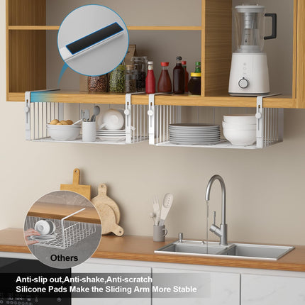 2Pack under Shelf Basket Storage,Adjustable Hanging,White