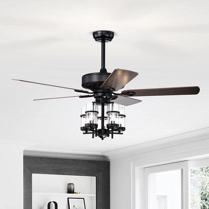 50 Inch Noiseless Ceiling Fan Light with Explosion-Proof Glass Lampshades
