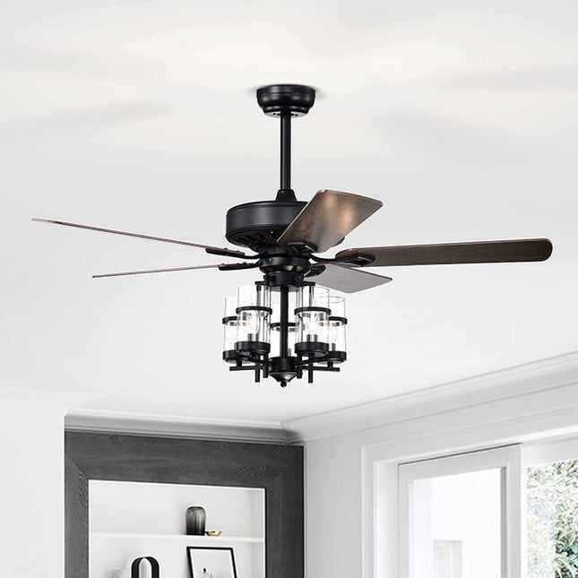 50 Inch Noiseless Ceiling Fan Light with Explosion-Proof Glass Lampshades