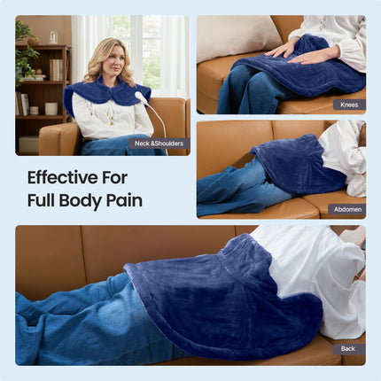 Extra Large Heating Pad for Shoulders Neck and Back, 9 Temperature Settings, Fsa Hsa Eligible, 19"X 24"，Birthday Mothers Day Gifts for Women Men, Blue