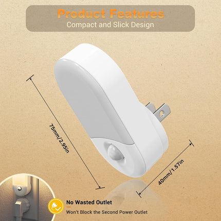 Motion Sensor Night Light, 2 Pack Motion Night Light Plug In