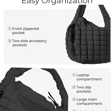 Puffer Tote Bag, Quilted Tote Bag Crossbody Bags for Travel, Gym, Work