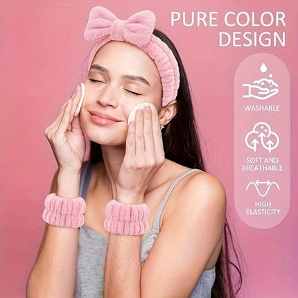 Skincare Face Wash Spa Headband and Wristband Set Makeup Sponges Set Face Soft Triangle Makeup Puff Sponge Pieces Powder Puff Women and Teen Girl Gifts Trendy Stuff （Purple）