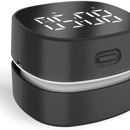 Counter Vacuum Cleaner,Mini Table Dust Sweeper Energy with Digital Timer,Endurance up to 400 Mins,360º Rotatable for Cleaning Rubber Shavings,Crumbs Keyboard of Gifts for Kids(Black)