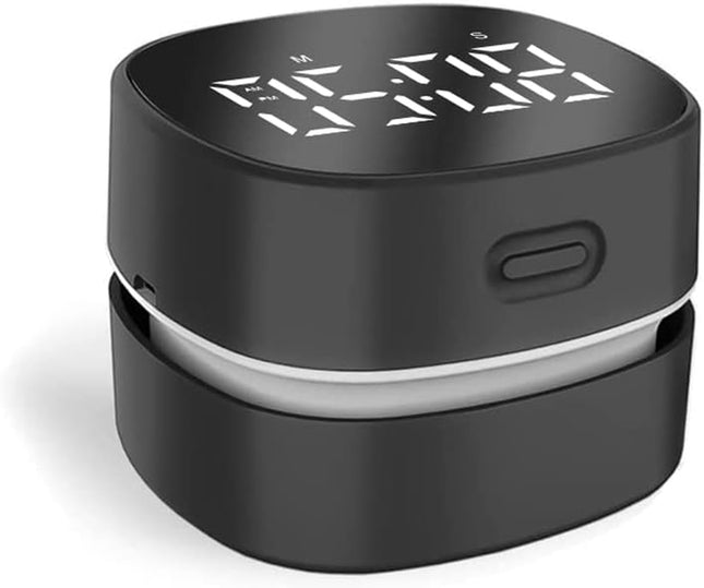 Counter Vacuum Cleaner,Mini Table Dust Sweeper Energy with Digital Timer,Endurance up to 400 Mins,360º Rotatable for Cleaning Rubber Shavings,Crumbs Keyboard of Gifts for Kids(Black)