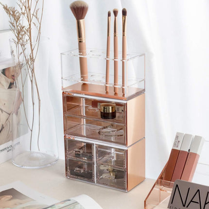 Makeup Brush Holder Organizer, Brush Holder for Vanity, Acrylic Makeup Brush Organizer Countertop Makeup Brush Drying Rack, 12 Slots Acrylic Holder