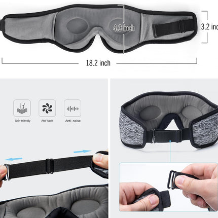 3D Sleep Mask with Bluetooth 5.4 Headphones, Wireless Sleep Headphones with Ultra-Thin HD Stereo Speakers for Side Sleepers, Eye Mask for Blackout & Noise Cancelling, Cool Gifts for Christmas Birthday