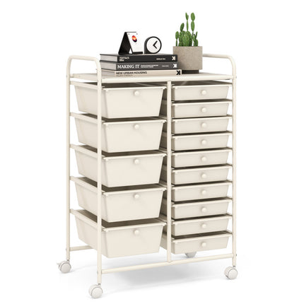 15-Drawer Utility Rolling Cart with Drawers Multi-Use Storage