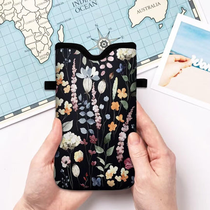 Cell Phone Sleeves Bag Case Crossbody Neoprene Holder Lanyard Phone Pouch for Women Men 7.5 X 4.5 Inches - Flowers