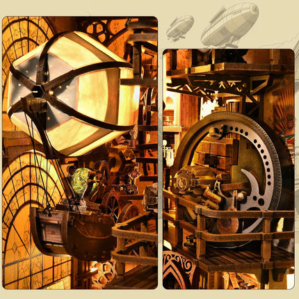 Book Nook Kit for Adult, DIY Miniature Dollhouse Kit, Airship Model