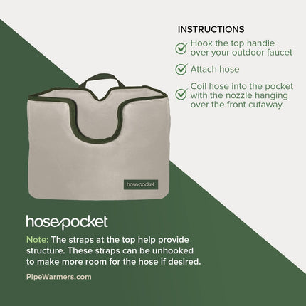 Expandable Garden Hose Holder by Hose Pocket – Store Your Expandable Garden Hose Neatly and Simply – Size Large Designed for 50-100 Ft. Hose (Large)