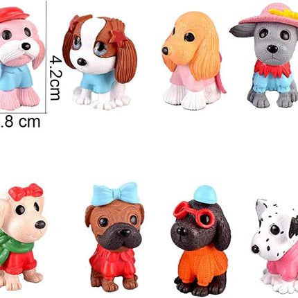 8Pcs Dog Cake Topper Puppy Cake Decorations Puppy Cupcake Topper Mini Doggie Figurines Toy Doggie Decor Pet Theme Cupcake for Kids Birthday Baby Shower Animal Theme Party Supplies