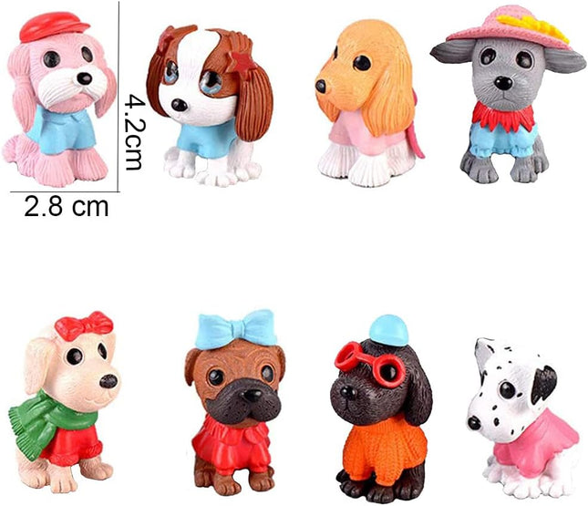 8Pcs Dog Cake Topper Puppy Cake Decorations Puppy Cupcake Topper Mini Doggie Figurines Toy Doggie Decor Pet Theme Cupcake for Kids Birthday Baby Shower Animal Theme Party Supplies