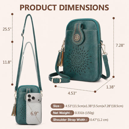 Small Crossbody Bags for Women, Lightweight Vegan Leather Cell Phone Purse, Cute Purses with Tassels