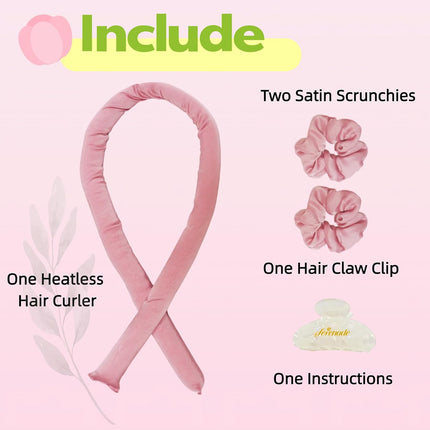 Sparkling Satin Heatless Hair Curler, Heatless Curling Rod Headband, No Heat Curling Rod Hair Roller for Women and Girls to Sleep In, Pink