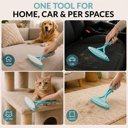 2 Pack Set Pet Hair Removal Tool – Dual-Head Copper & Plastic Scraper for Carpet, Furniture & Car, Reusable Lint Remover for Embedded Dog & Cat Hair
