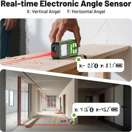 395FT Bluetooth Laser Measuring Tool with Angle Sensor, Fathers Day Dad Gifts,  1/16In Accuracy Laser Distance Measurement Tool, M/In/Ft, Digital Laser Room Measuring Device, Distance Meters