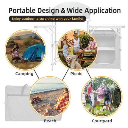 Outdoor BBQ Portable Grilling Table with Windscreen Bag