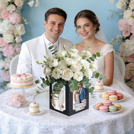10 Pieces Picture Centerpieces for Table Graduation Box Table Centerpieces 6/7 Inch Photo Display Box for Congrats Grad Wedding Graduation Birthday Party Decoration (Black)