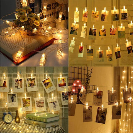 Photo Clip String Lights LED Battery Operated Starry Fairy Copper String Lights with Clips Warm White for Pictures Bedroom Wall Patio Halloween Thanksgiving Christmas Party Wedding Décor