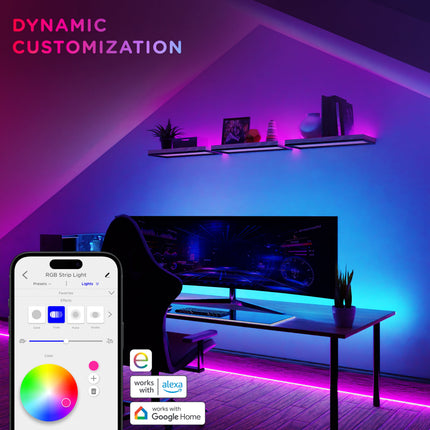 Vibe 50’ Smart LED Light Strip, App & Remote Control, RGB Color Changing