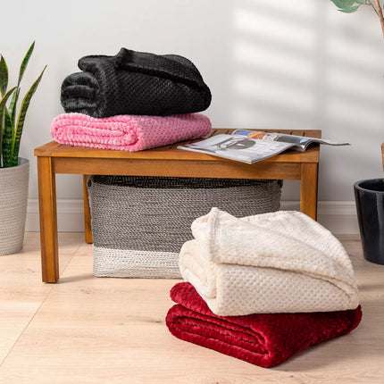 PAVILIA Soft Waffle Blanket Throw for Sofa Bed, Lightweight Plush Warm Blanket for Couch