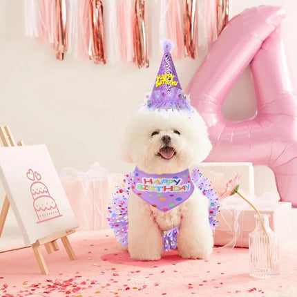 Dog Birthday Bandana with Hat and Dress Puppy Birthday Party Supplies