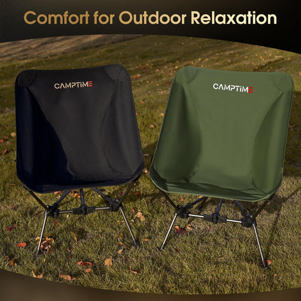 Portable Camping Chair, Lightweight Compact Backpacking Chair with Side Pocket, Wide Seat Folding Chair for Camping, Hiking, Beach - Supports 330Lbs, Green