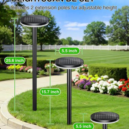 3X Larger & Taller Solar Pathway Lights Outdoor, 2 Pack Metal Solar Powered Garden Lights Waterproof, 2 Lighting Modes Adjustable Solar Landscape Path Lights for outside Yard Walkway Driveway