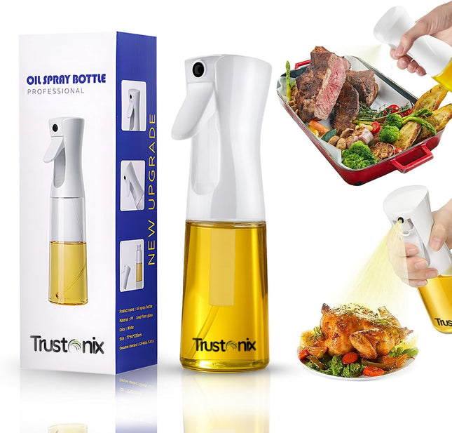 -Glass Oil Sprayer for Cooking, Baking & Grilling | Mister Oil Sprayer with Fine Mist | Refillable Cooking Oil Spray Bottle for Air Fryer & Salad | Leakproof | Lightweight | 6.7 Ounce