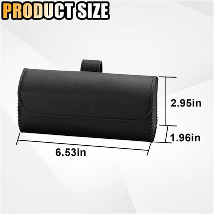Magnetic Leather Sunglasses Case for Car Visor Clip - Sunglasses Holder Clip for Car Sun Visor - Eyeglass Hanger Mounter Storage Box Auto Glasses Clip Holder Organizer Protective Box (Black)