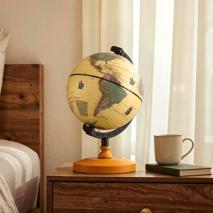 Antique Globe Dia 5.5 Inch Mini Rotating World Globe with Wooden Base