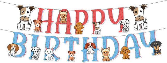 Dog Birthday Banner Dog Themed Banner Happy Birthday for Pet Theme Party Bunting Decoration Baby Shower Party Supplies