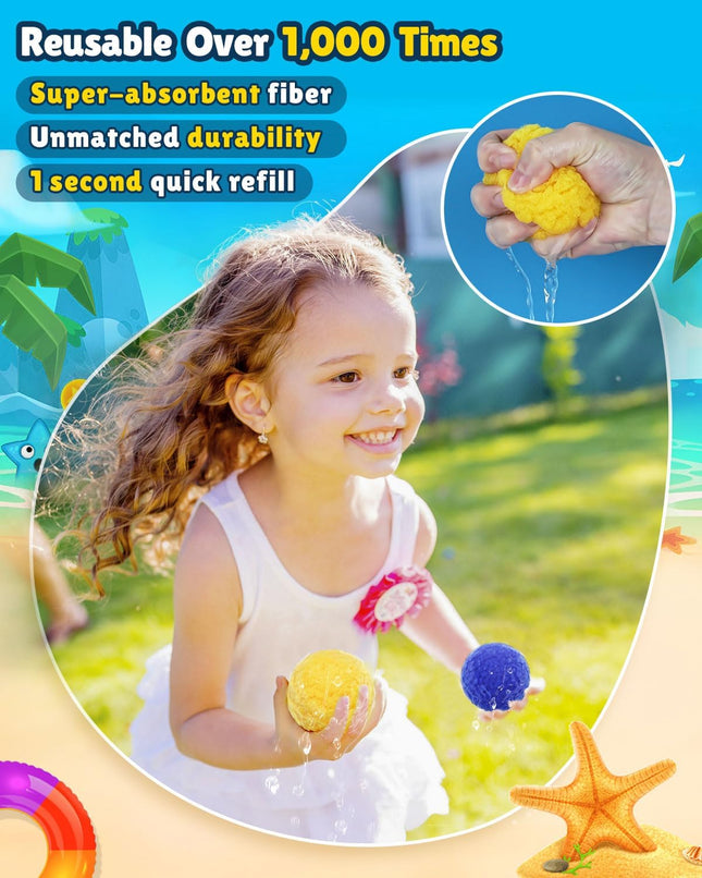 60 Pcs Reusable Water Balloons for Kids