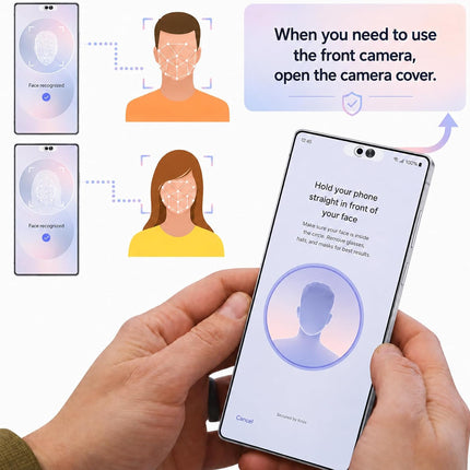 Front Camera Cover | Smartphones Webcam Cover Protect Privacy, Camera Privacy Covers Compatible for Galaxy, Pixel & Ipad, Ultra-Thin Privacy Protection Slide | 2 Pack | Black