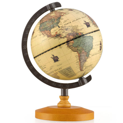 Antique Globe Dia 5.5 Inch Mini Rotating World Globe with Wooden Base