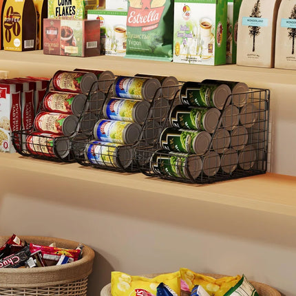 Stackable Can Organizer for Pantry 3Pack,Standing Dispenser Storage Bins,Metal Wire Basket Beverage Pop Soda Rack Stand Kitchen Pantry Countertop Cabinets,Stacking Canned Food Holder