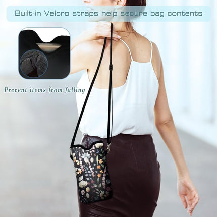 Cell Phone Sleeves Bag Case Crossbody Neoprene Holder Lanyard Phone Pouch for Women Men 7.5 X 4.5 Inches - Flowers