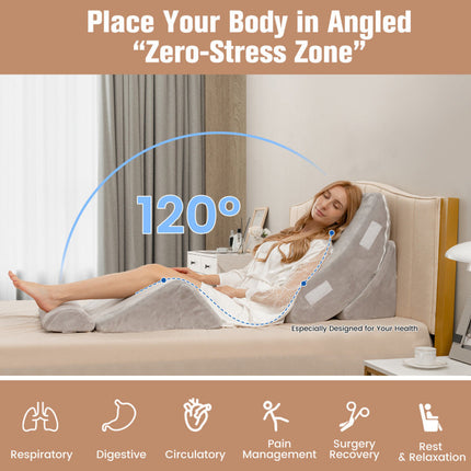 4 Pieces Bed Wedge Memory Foam Pillow for Back Neck and Leg Pain Relief
