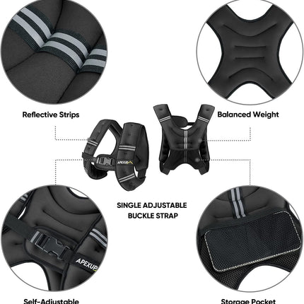 10Lbs/Pair Adjustable Ankle Weights + 20Lbs Weighted Vest for Men Women